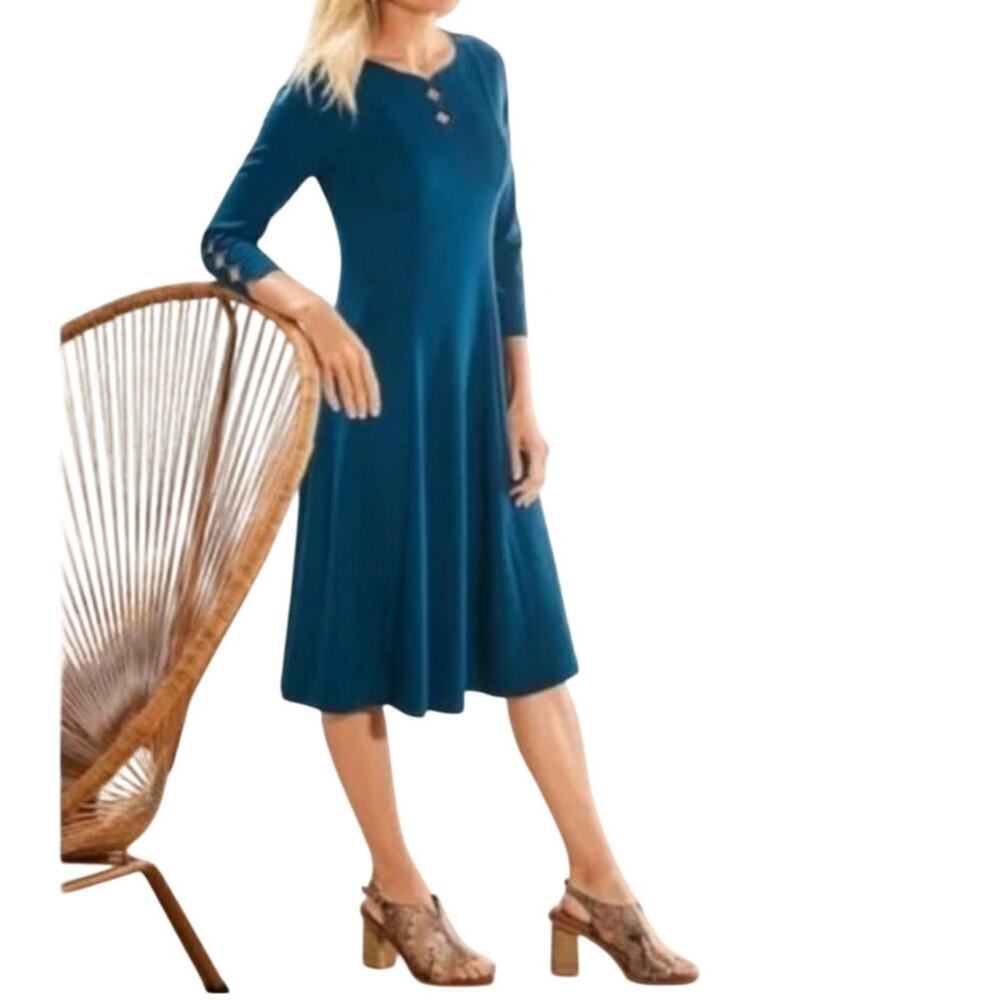 Soft Surroundings Elysia Scalloped Cout Keyhole Dress Size Medium
